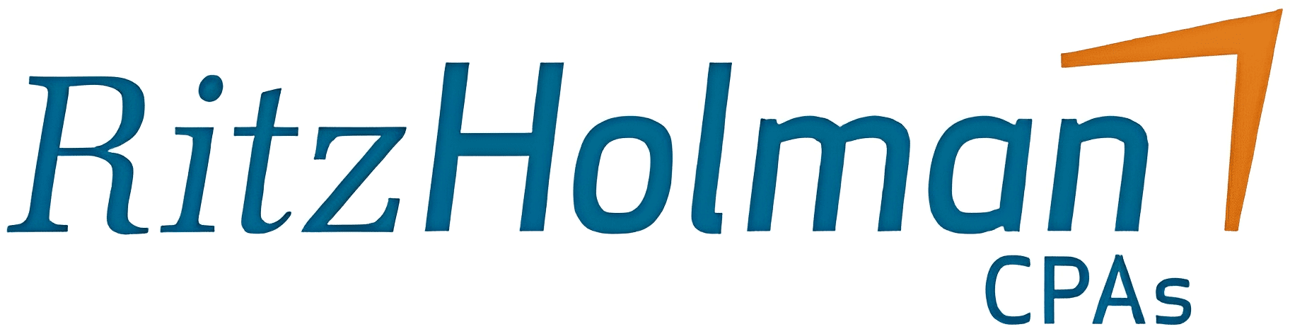 Logo reads "RitzHolman CPAs" with an orange abstract symbol resembling a check mark or upward arrow.