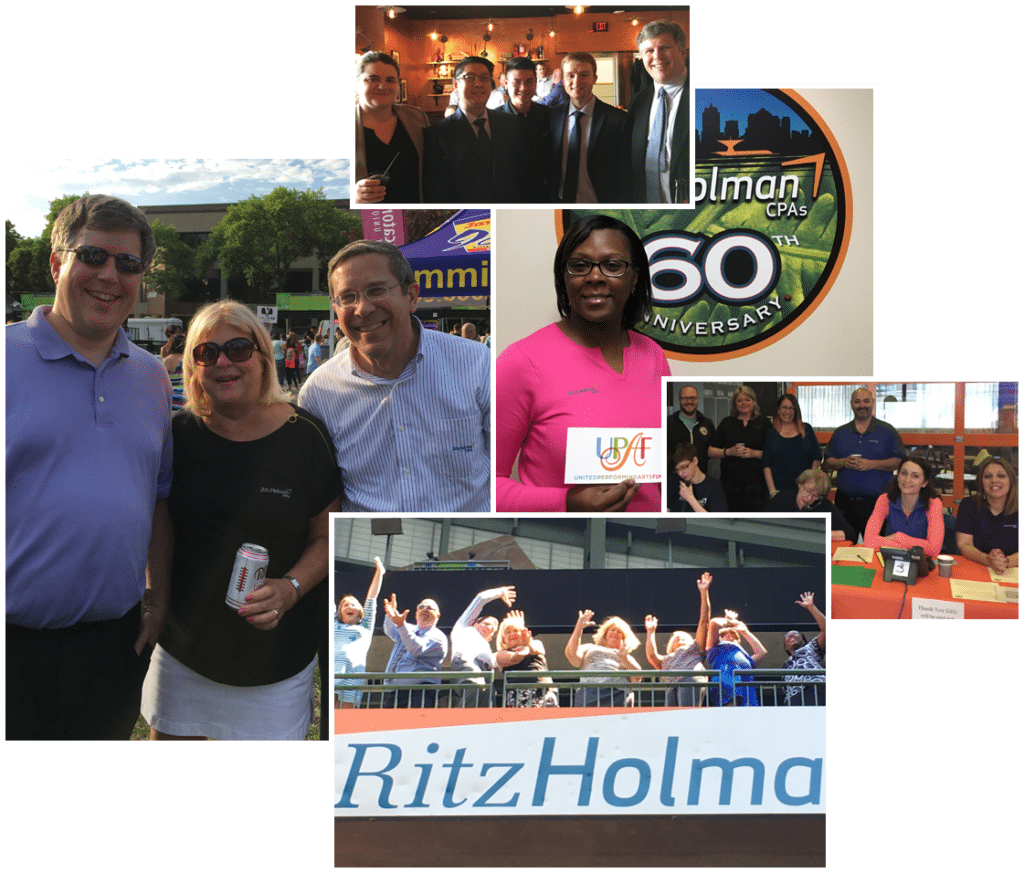 A collage of people at a social event, featuring group photos and outdoor activities.