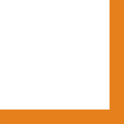 Orange corner border on a white background.